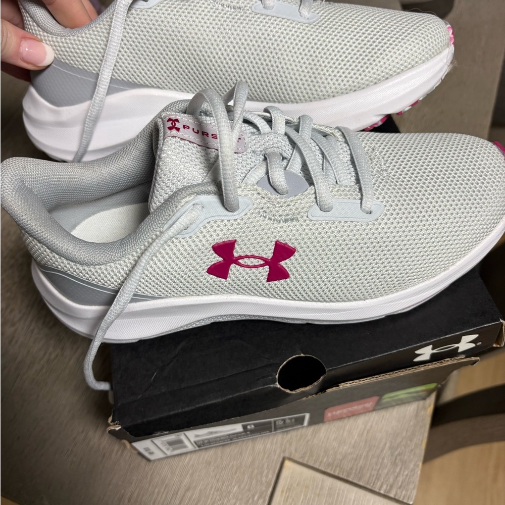 Under Armour Women's Light Gray and Pink Athletic Shoes